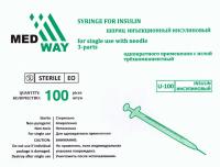 Шприц инсулиновый однократного применения MedWay U-100 с иглой (1 мл, 26G (0,45х12 мм), 100 шт, Luer)