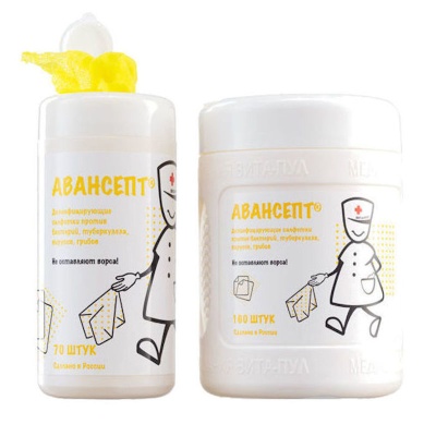 01345 Салфетки дезинфицирующие Авансепт желтые