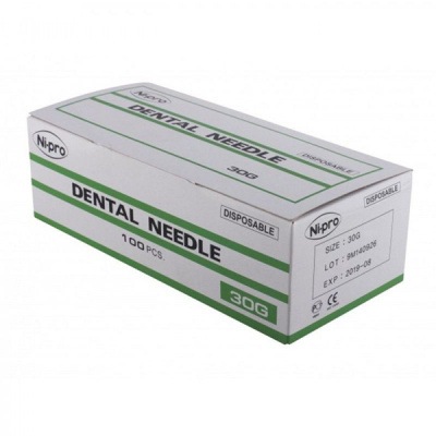 Иглы карпульные Ni-Pro Dental Needle стерильные (30G (0,30x25 мм), 100 игл)