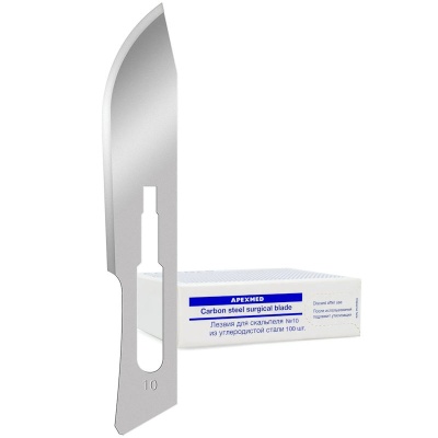 Лезвие для скальпеля из углеродистой стали APEXMED (№10, 100 шт)