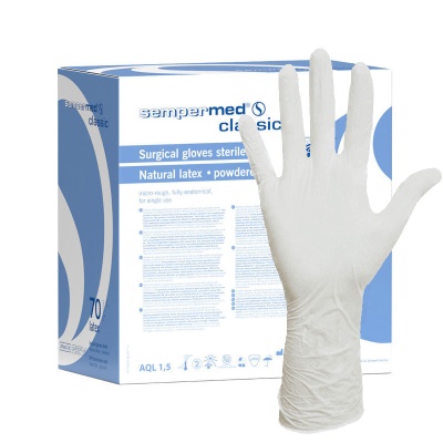 01029 Перчатки хирургические стерильные латексные Sempermed Classic опудренные 1