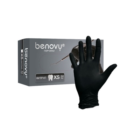 Перчатки нитриловые Benovy Dental Formula черные 01192