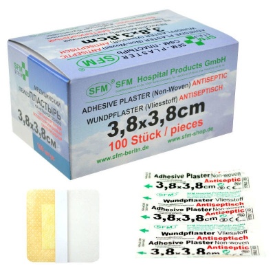 Лейкопластырь бактерицидный SFM нетканая основа (3,8x3,8 см, 100 шт)