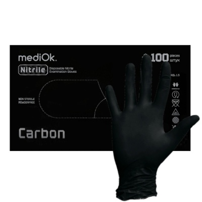 Перчатки нитриловые смoтровые mediOk Carbon BS черные 02888