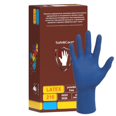 02965 Перчатки смотровые латексные Safe&Care DL216 High Risk сверхпрочные