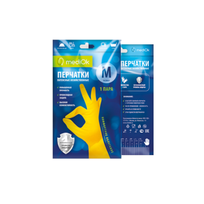 Перчатки латексные хозяйственные mediOk 