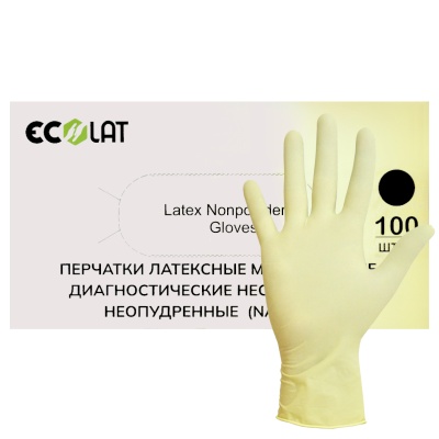 02580 Перчатки латексные смотровые неопудренные EcoLat