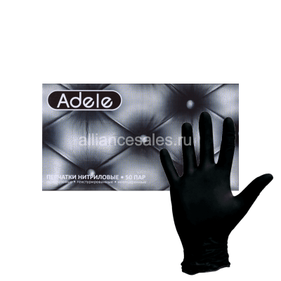 Перчатки смотровые нитриловые Adele черные alliancesales.ru