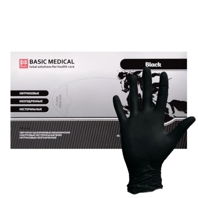 Перчатки нитриловые Basic Black черные