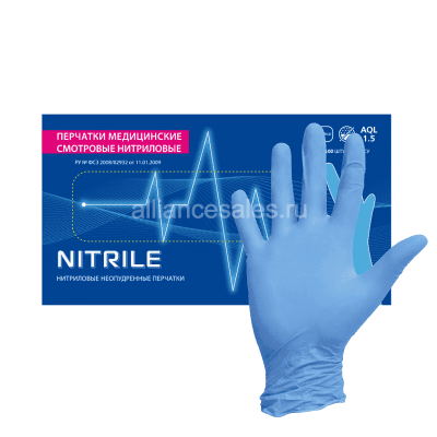 Перчатки нитриловые смотровые Mediok голубые