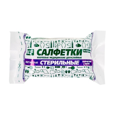 Салфетки медицинские марлевые стерильные двухслойные Ньюфарм 36 г/м² (Белый, 16x14 см, 10 шт)
