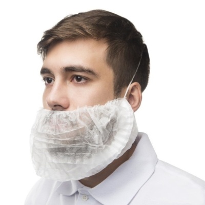 Набородник одноразовый на резинке 11 г/м² (100 шт, Белый)