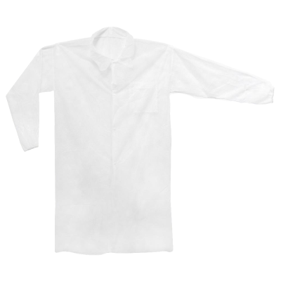 Халат посетителя на кнопке белый рукав резинка 01579