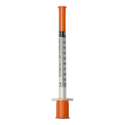 Шприц одноразовый 3-х компонентный инсулиновый U-100 Health Line с иглой (00001603, 1 мл, 29G (0,33x12,7 мм), 100 шт, Интегрированная)