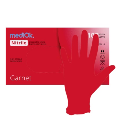 01172 Перчатки нитриловые смотровые mediOk Garnet красные