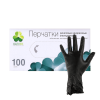 Перчатки виниловые Klever черные (50 паруп)