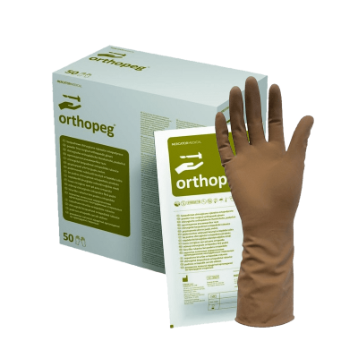 Перчатки хирургические латексные Orthopeg особо прочные (50 пар:уп)
