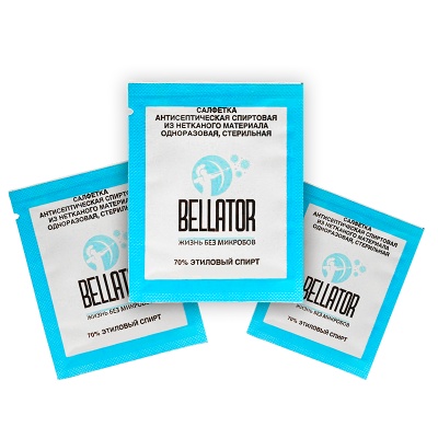 Салфетки антисептические стерильные спиртовые Bellator