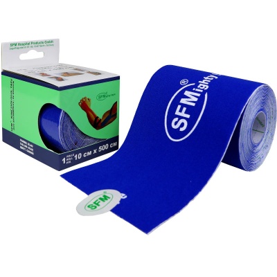 Лейкопластырь кинезио тейп с логотипом SFM (10x500 см, Синий)