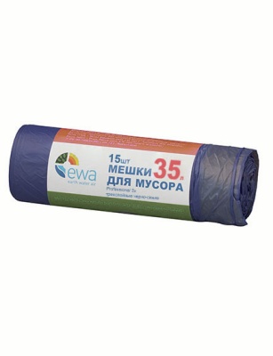 Мешки для мусора Ewa трехслойные черно-синие 35 л. (15 шт уп)