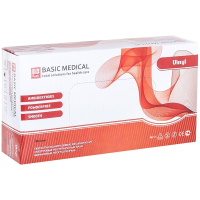 Перчатки виниловые Basic Vinyl прозрачные