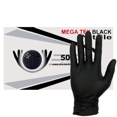 Перчатки нитриловые нестерильные SFM High Risk NX 180 Mega Tex Black черные