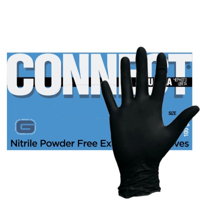 Перчатки нитриловые неопудренные Connect Nitrile Ultra черные