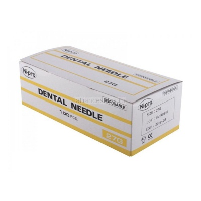 Иглы карпульные Ni-Pro Dental Needle стерильные (27G (0,40x35 мм), 100 игл)