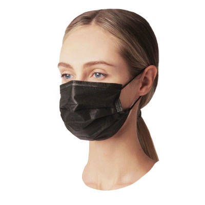 Маска медицинская одноразовая SMZ 4-х слойная на резинке (50 шт, Черный)