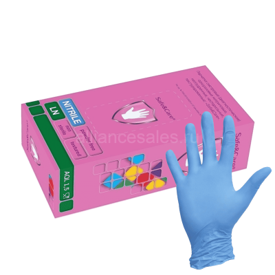 Перчатки смотровые нитриловые Safe&Care AN320 голубые (50 пар:уп)