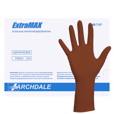 Перчатки хирургические латексные ExtraMax коричневые для микрохирургии 1