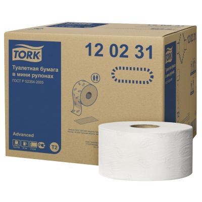 Туалетная бумага Tork Advanced в мини рулонах 2 слоя 17х9,5 см (12 рул)