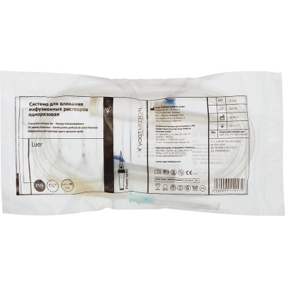 Инфузионная система Vogt Medical для переливания растворов пластиковый шип (21G (0,80x40 мм), 50 шт, Luer)