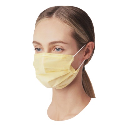 Маска медицинская одноразовая SMZ 4-х слойная на резинке (50 шт, Желтый)