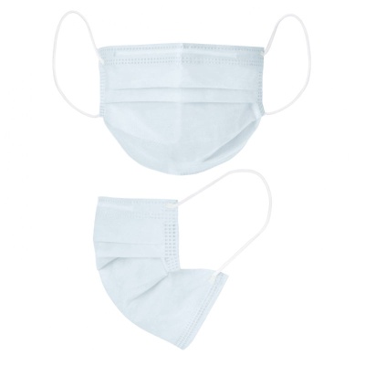 Маска медицинская одноразовая 3-х слойная на резинке (5 шт, Голубой)