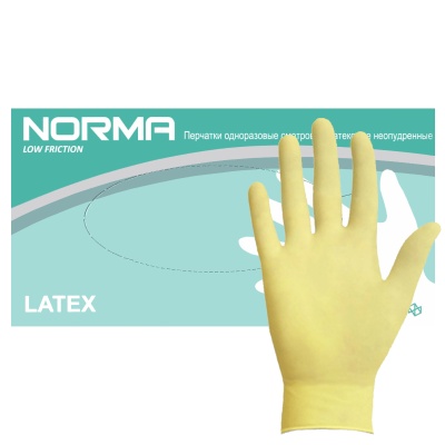 02406 Перчатки латексные неопудренные NORMA Low Friction двукратное хлорирование