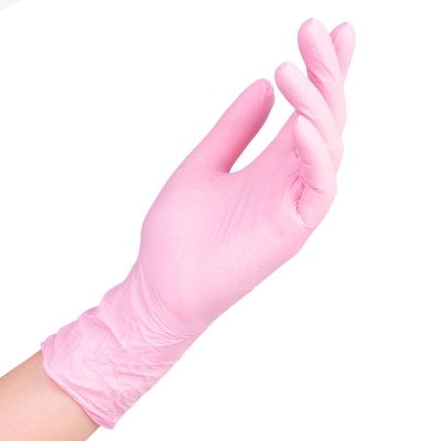 Перчатки смотровые нитриловые розовые