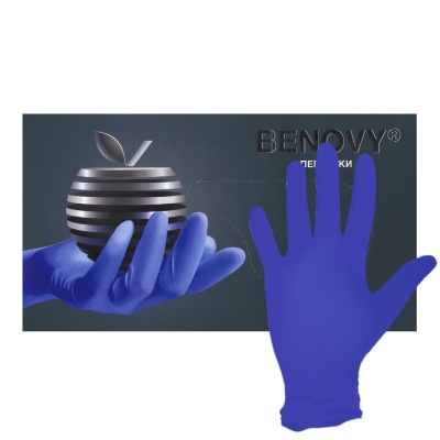 02269-1 Перчатки нитриловые смотровые Benovy сиреневые-голубые