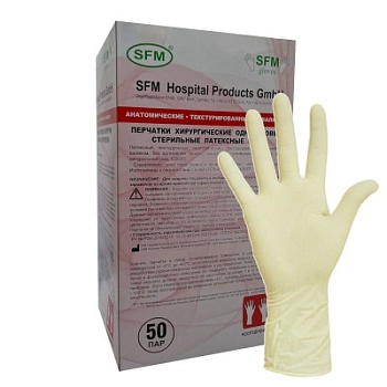 01906 Перчатки хирургические латексные стерильные неопудренные SFM