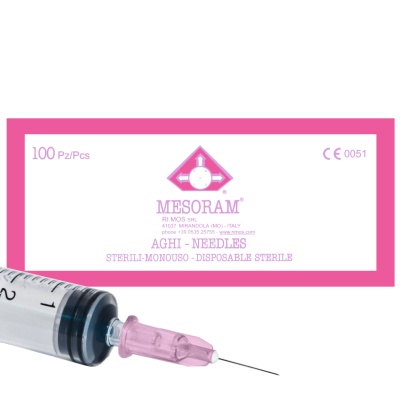 Иглы медицинские стерильные одноразовые для мезотерапии Mesoram (32G (0,23x12 мм), 100 шт, Luer)