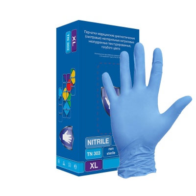 Перчатки смотровые нитриловые Safe&Care TN303 голубые 01188-1