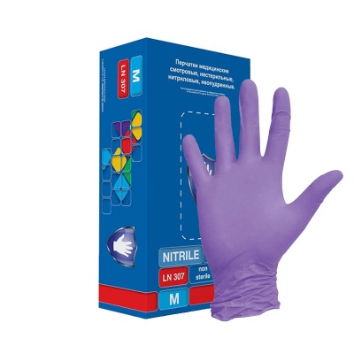 Перчатки нитриловые смотровые Safe&Care LN307 фиолетовые 01079