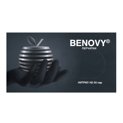 02231 Перчатки нитриловые смотровые плотные Benovy BS черные 3