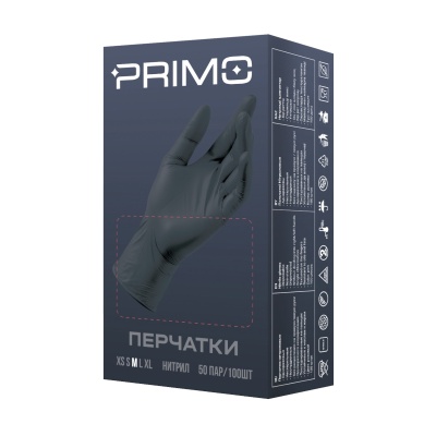 02537 Перчатки нитриловые Primo Mist Nitrile черные 2