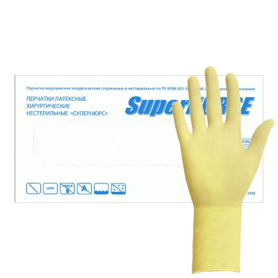 Перчатки хирургические латексные нестерильные неопудренные SuperNurse 01576