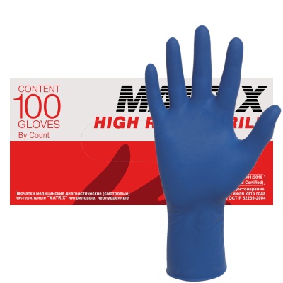 Перчатки нитриловые особопрочные Matrix High Risk Nitrile синие