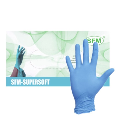 01924 Перчатки нитриловые смотровые нестерильные SFM Supersoft голубые
