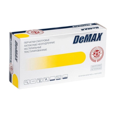 01638 Перчатки смотровые латексные неопудренные DeMax 3