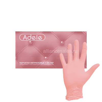 Перчатки смотровые нитриловые Adele перламутрово-розовые