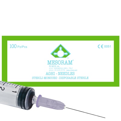 Иглы медицинские стерильные одноразовые для мезотерапии Mesoram (30G (0,30x25 мм), 100 шт, Luer)